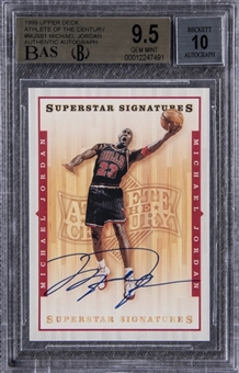 1999-00 UD "Athlete of Century" Superstar Signatures #MJSS1 Michael Jordan Signed Card – BGS GEM MINT 9.5/BGS 10
